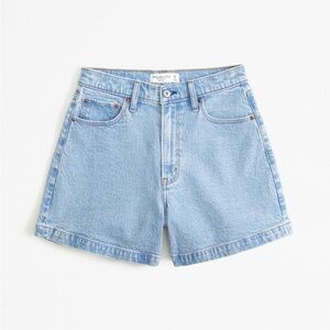 Abercrombie and Fitch Curve Love High Rise Dad Shorts Light Blue